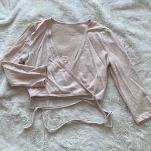 Cropped wrap midi sleeve top